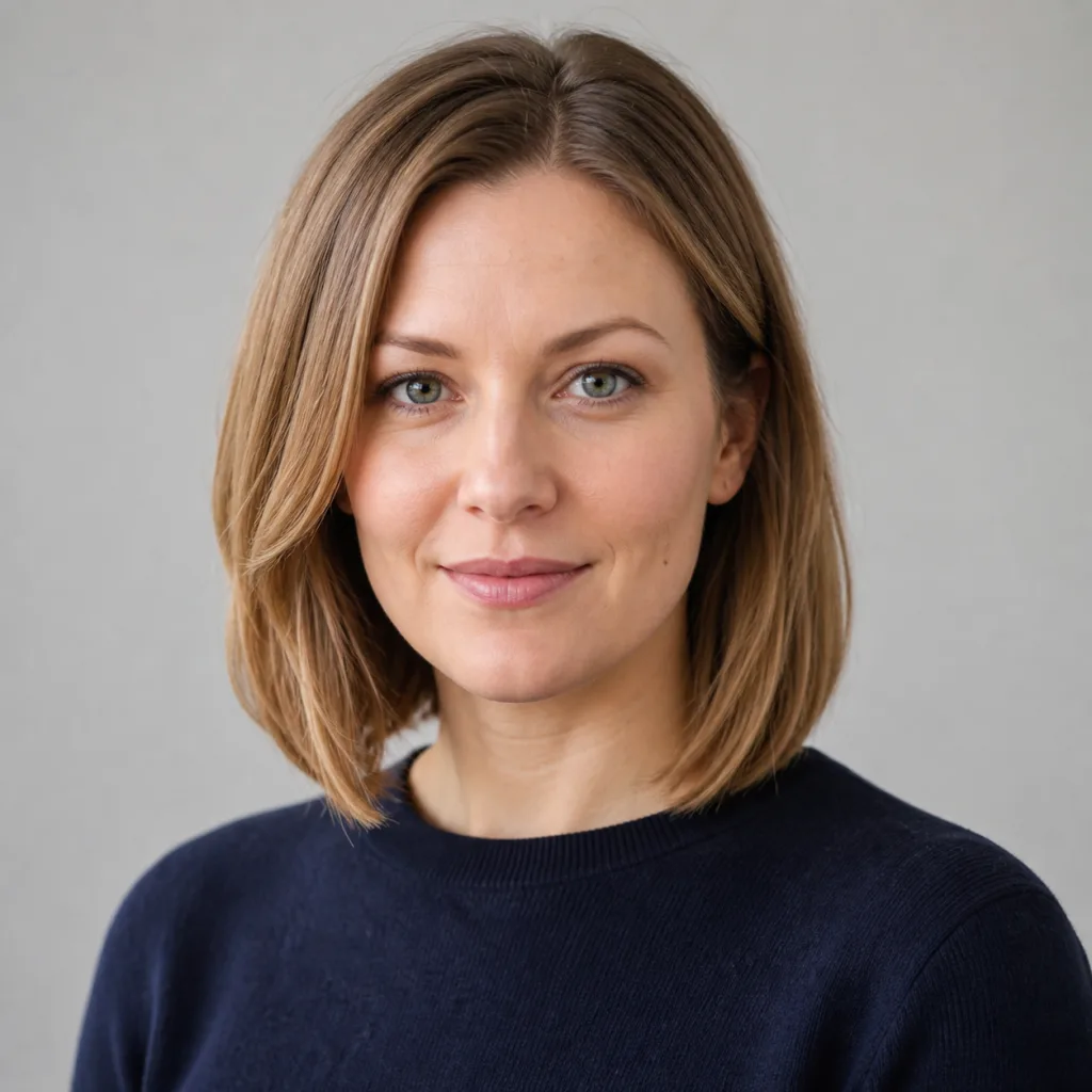 Studio portrait of Freja Mikkelsen, editorial director.