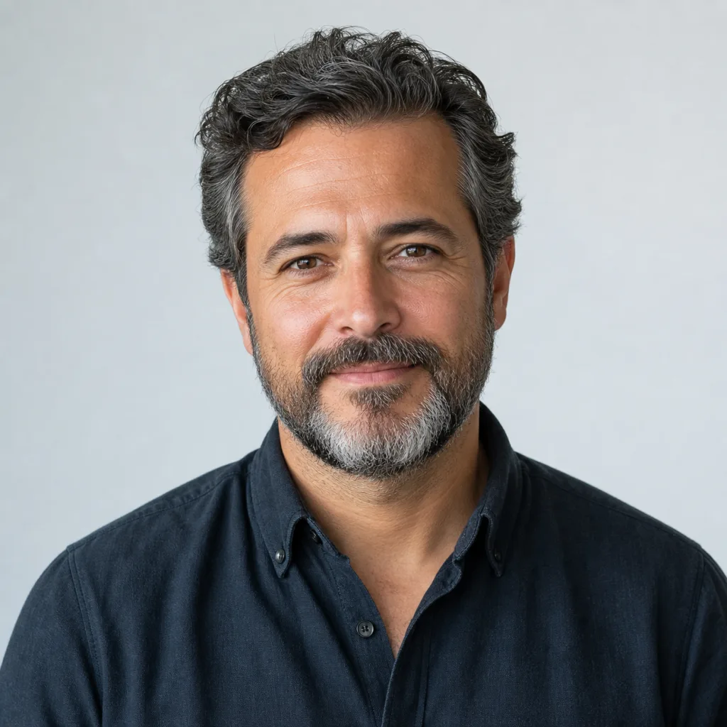 Studio portrait of Omar Haddad, materials and procurement lead.