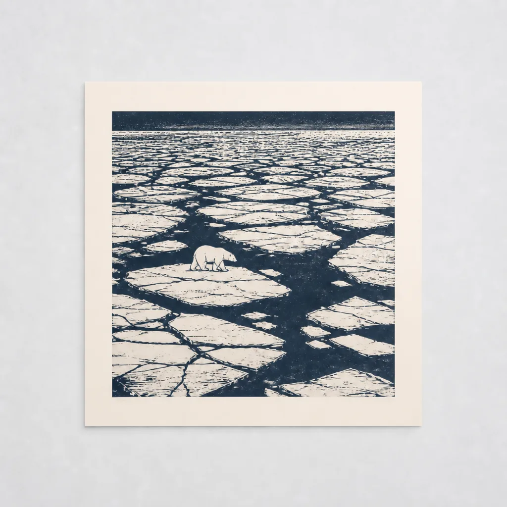 Polar Bear Ice Edge Print on a pale studio background.