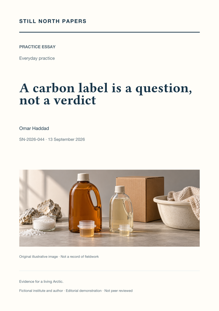 A carbon label is a question, not a verdict: Still North Papers cover