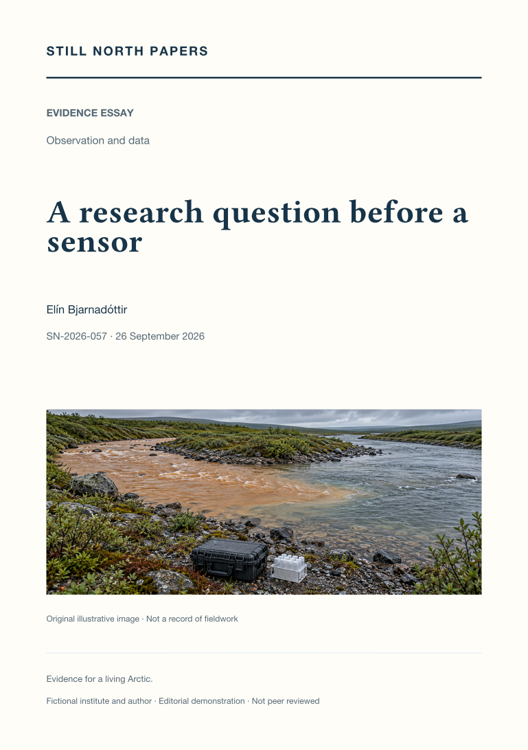 A research question before a sensor: Still North Papers cover