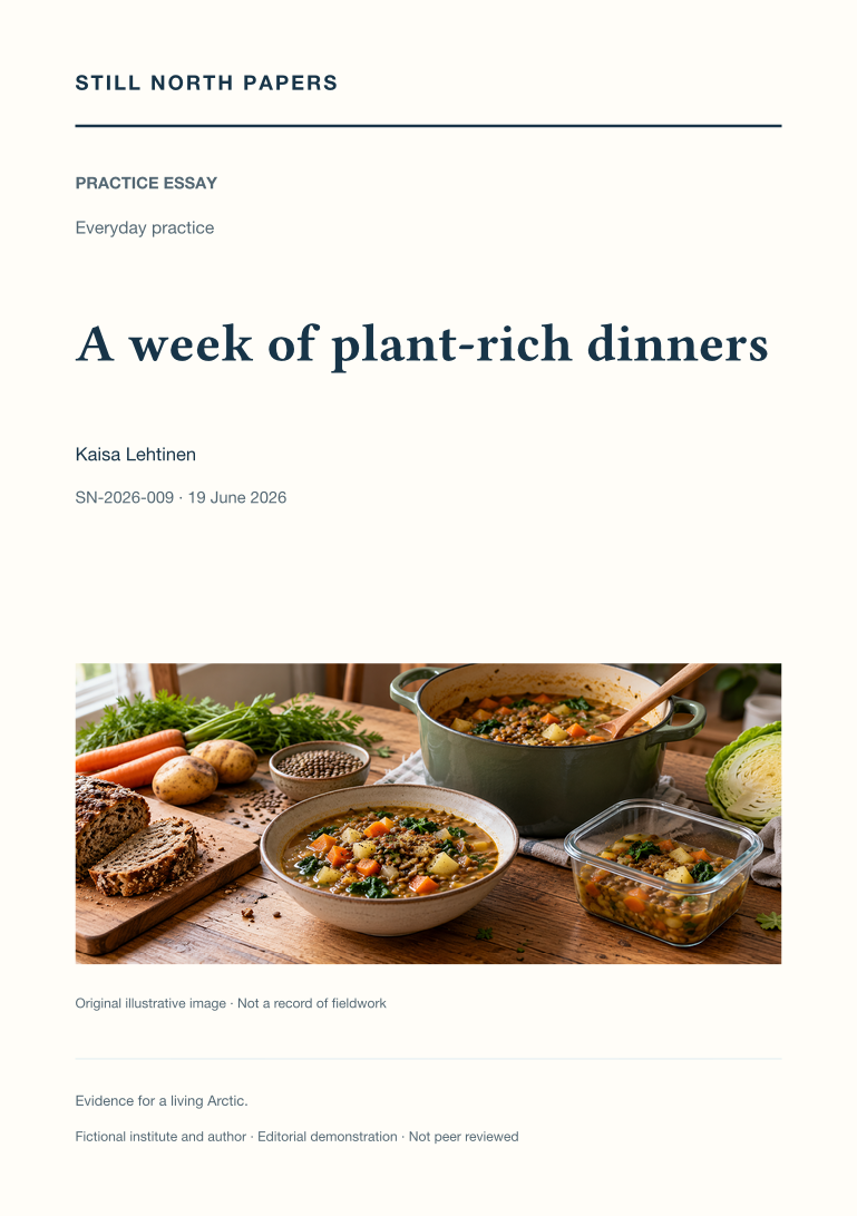 A week of plant-rich dinners: Still North Papers cover