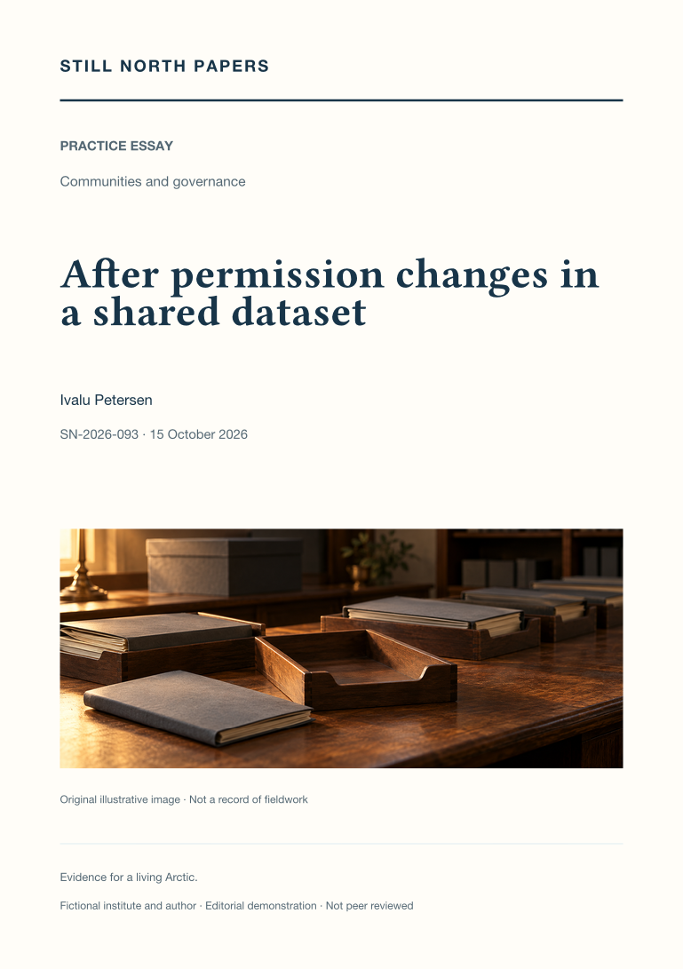 After permission changes in a shared dataset: Still North Papers cover