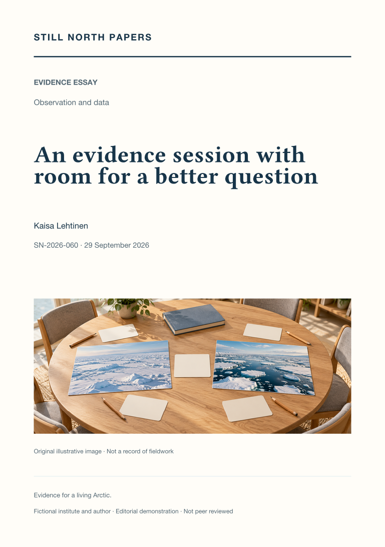 An evidence session with room for a better question: Still North Papers cover