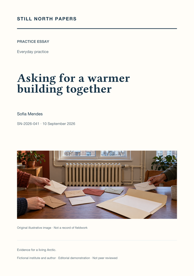 Asking for a warmer building together: Still North Papers cover