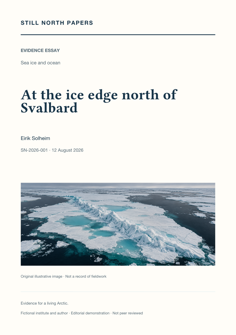 At the ice edge north of Svalbard: Still North Papers cover