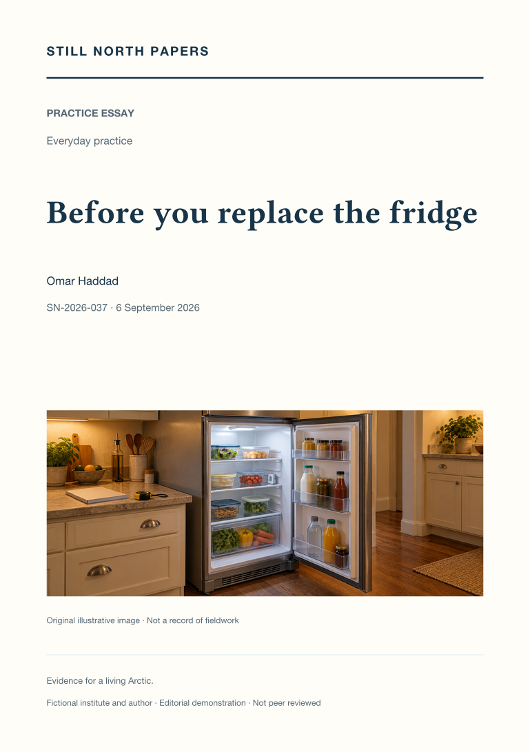 Before you replace the fridge: Still North Papers cover