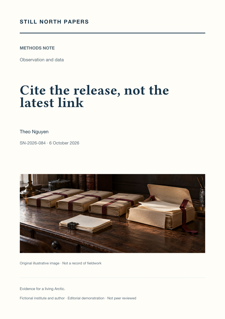 Cite the release, not the latest link: Still North Papers cover