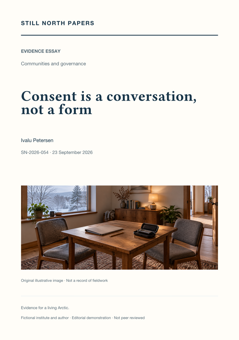 Consent is a conversation, not a form: Still North Papers cover