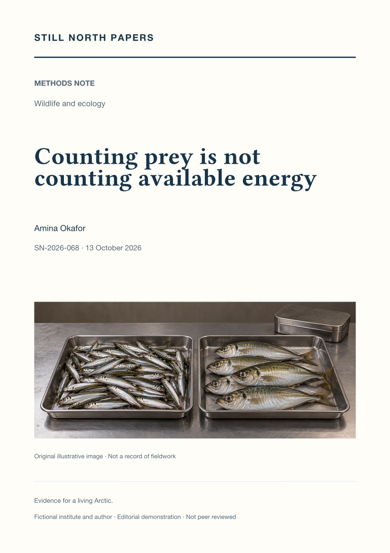 Counting prey is not counting available energy: Still North Papers cover
