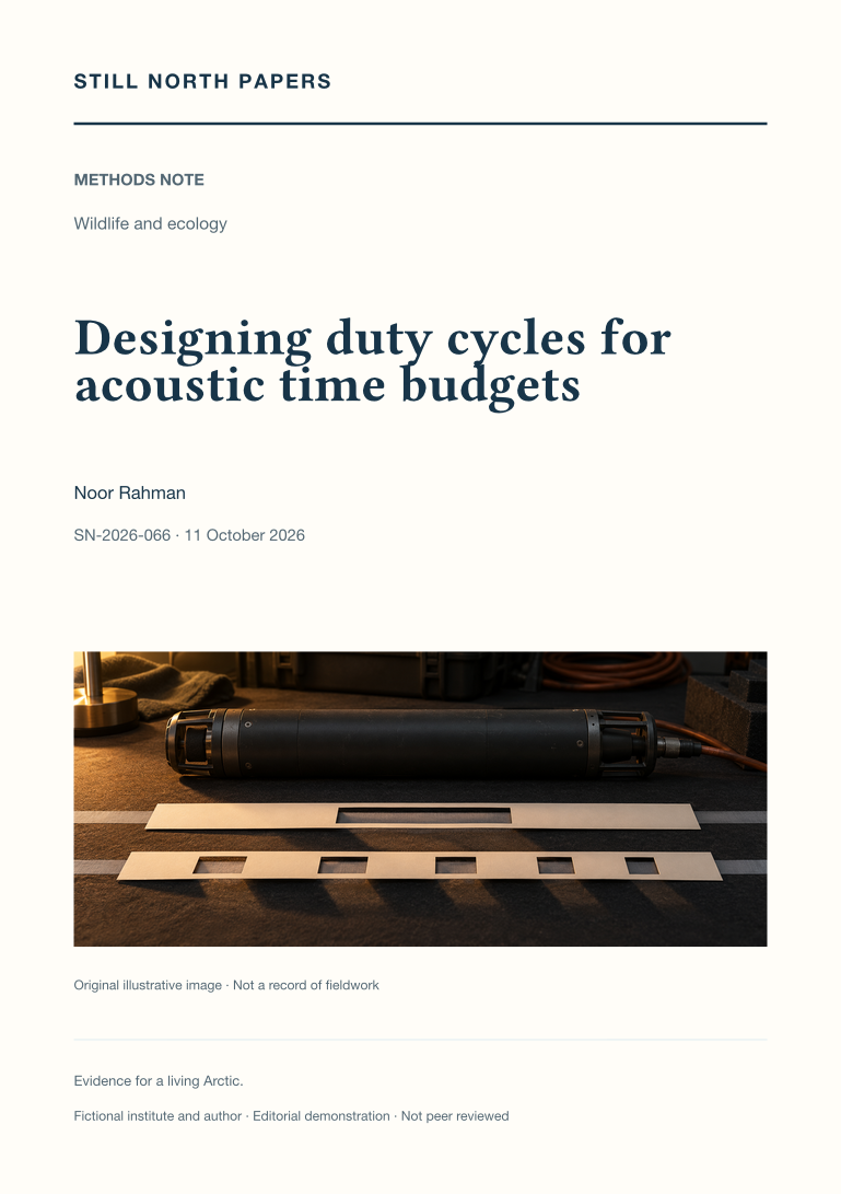 Designing duty cycles for acoustic time budgets: Still North Papers cover