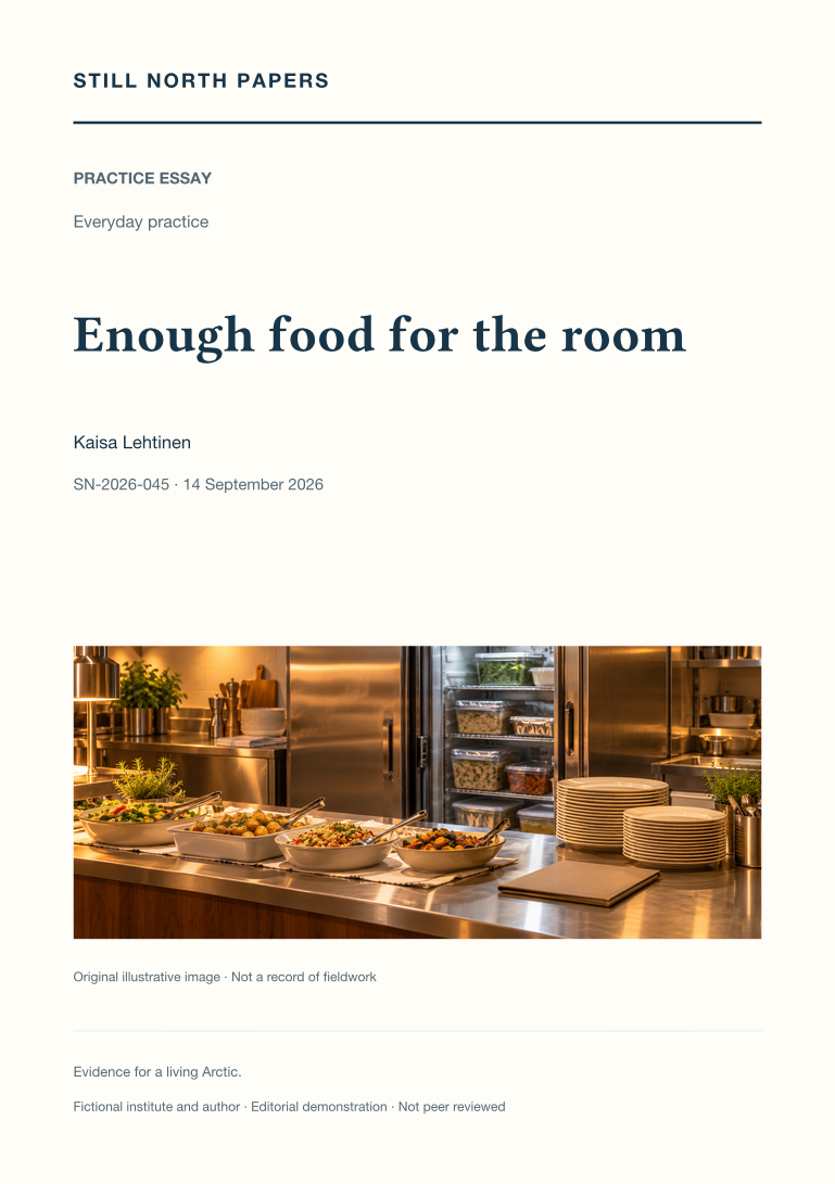 Enough food for the room: Still North Papers cover