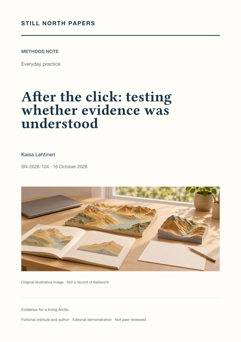 After the click: testing whether evidence was understood: Still North Papers cover