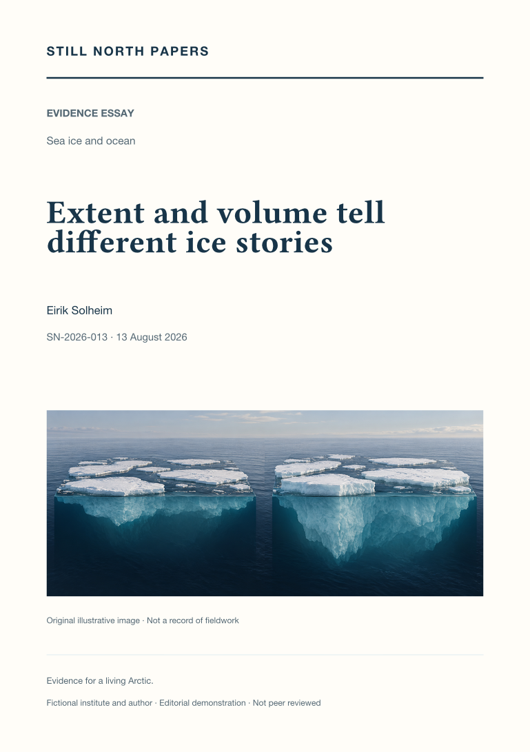 Extent and volume tell different ice stories: Still North Papers cover