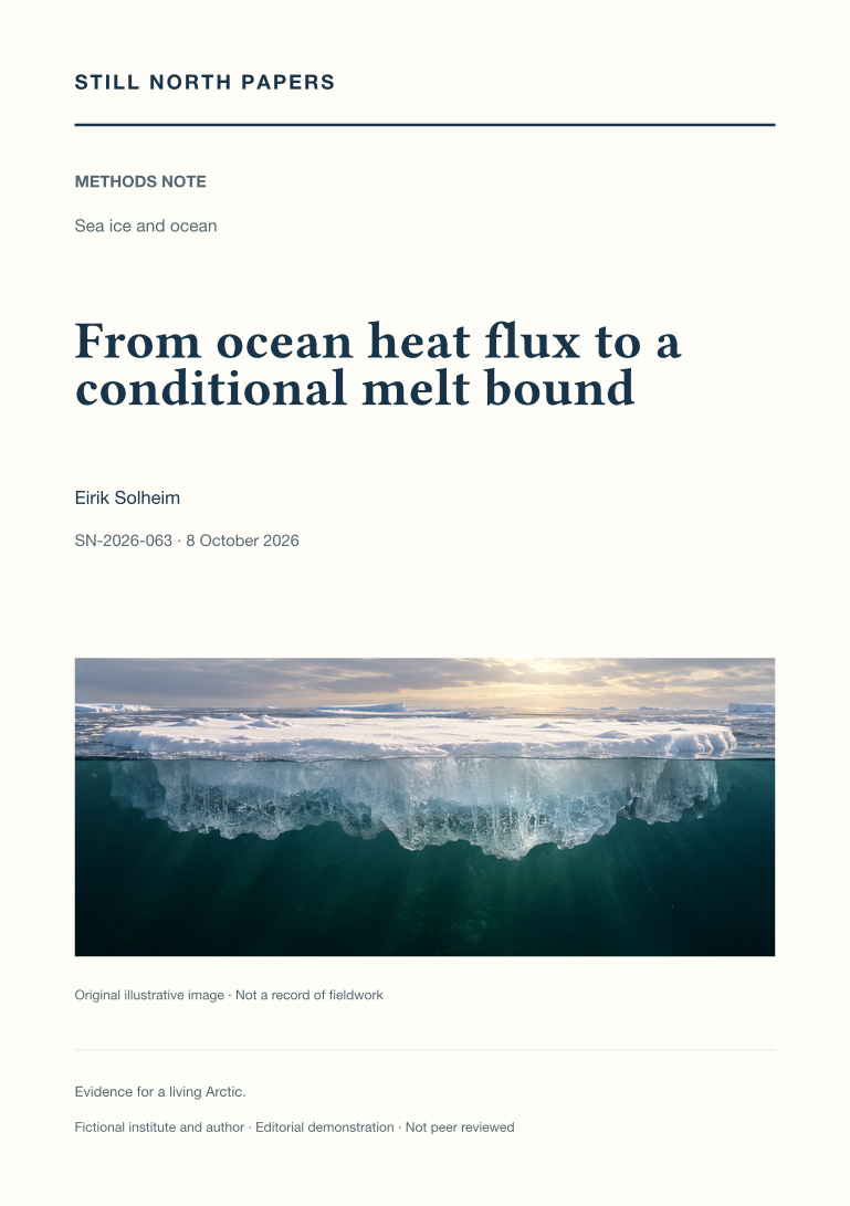 From ocean heat flux to a conditional melt bound: Still North Papers cover