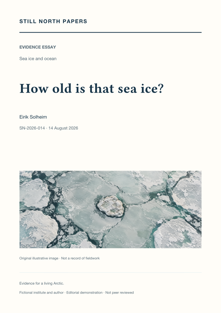 How old is that sea ice?: Still North Papers cover