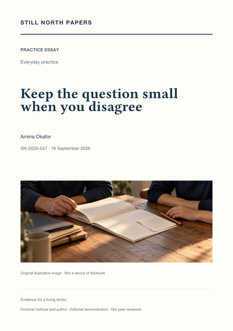 Keep the question small when you disagree: Still North Papers cover