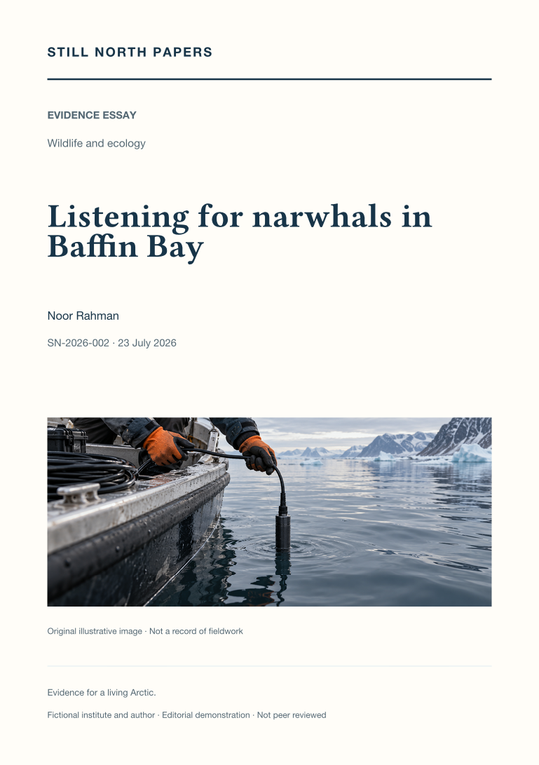 Listening for narwhals in Baffin Bay: Still North Papers cover