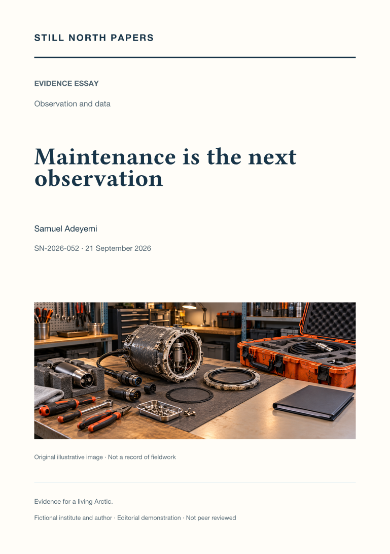 Maintenance is the next observation: Still North Papers cover