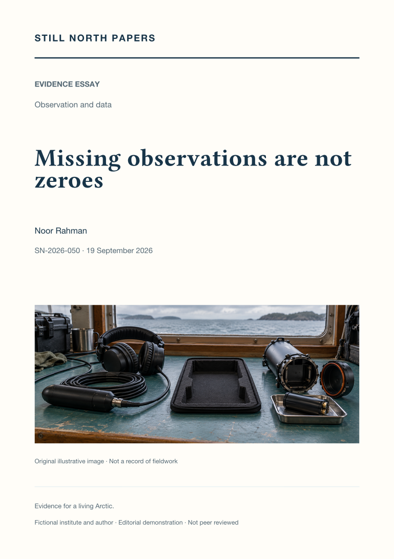 Missing observations are not zeroes: Still North Papers cover