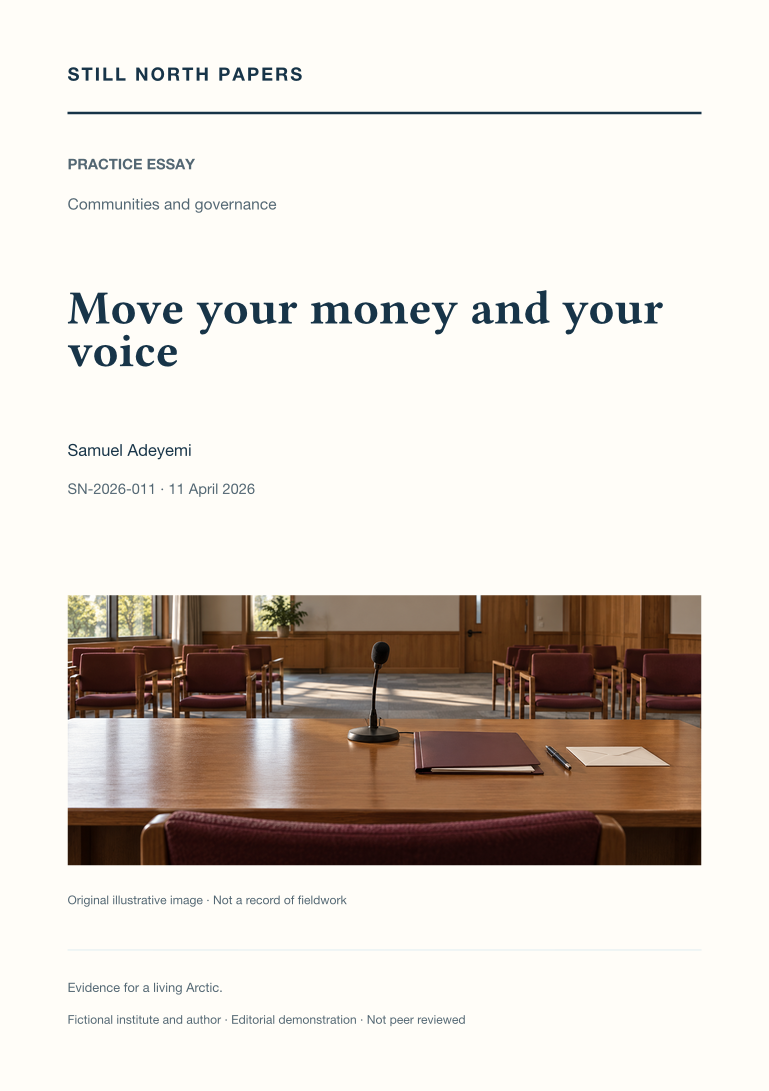 Move your money and your voice: Still North Papers cover