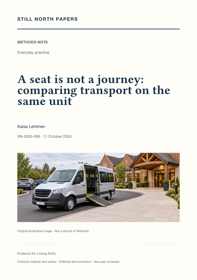 A seat is not a journey: comparing transport on the same unit: Still North Papers cover