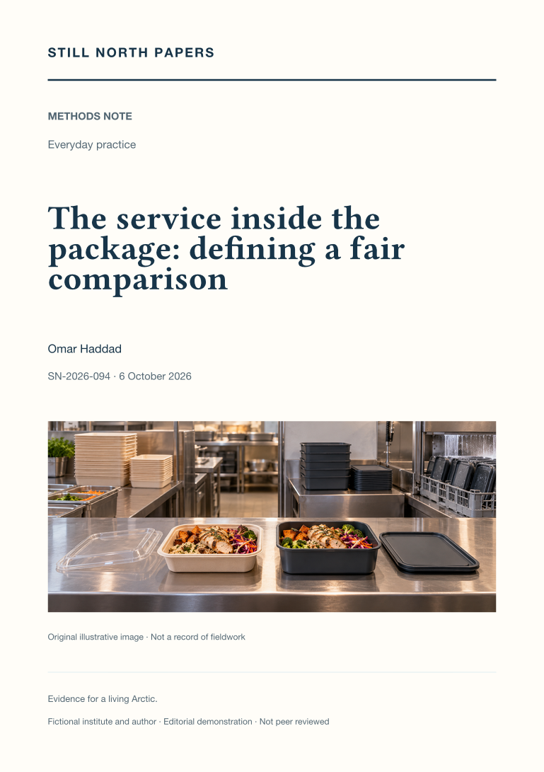 The service inside the package: defining a fair comparison: Still North Papers cover