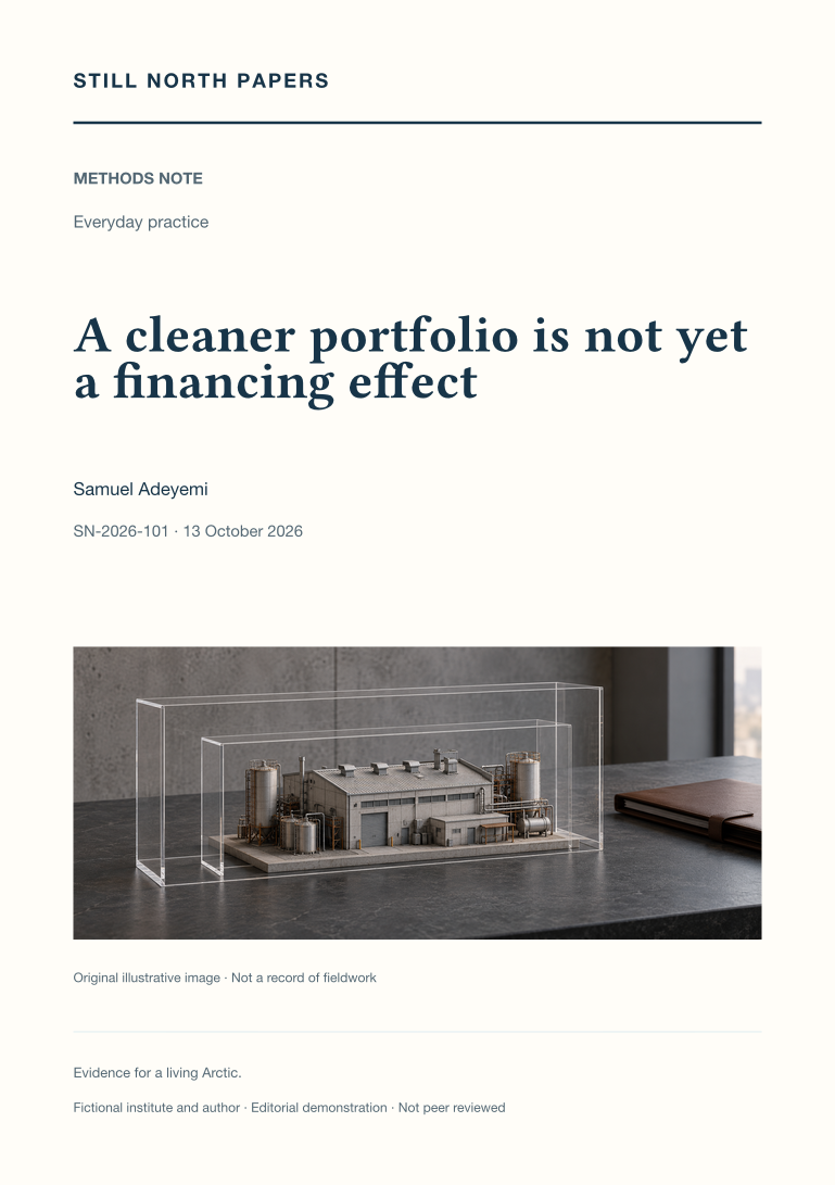 A cleaner portfolio is not yet a financing effect: Still North Papers cover