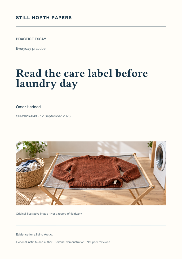 Read the care label before laundry day: Still North Papers cover