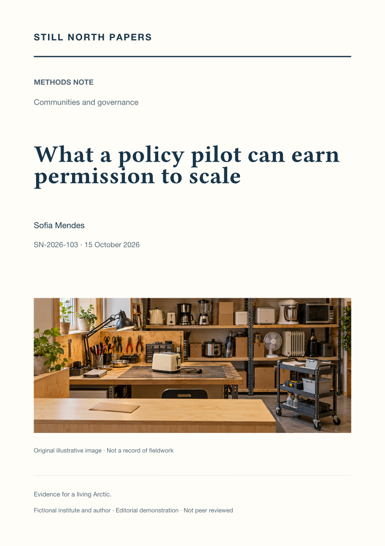 What a policy pilot can earn permission to scale: Still North Papers cover
