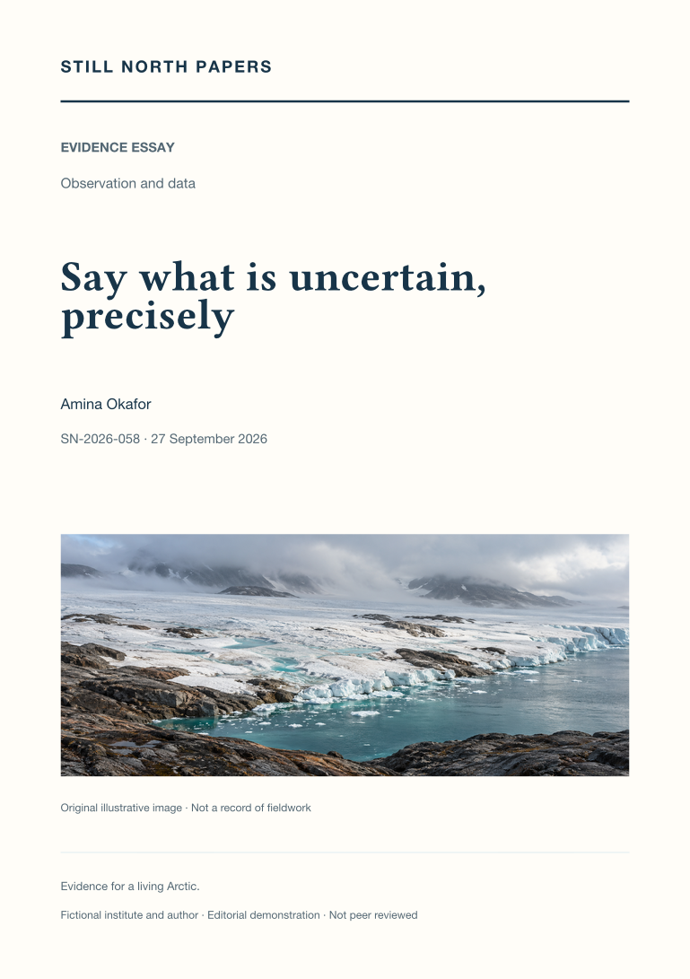 Say what is uncertain, precisely: Still North Papers cover