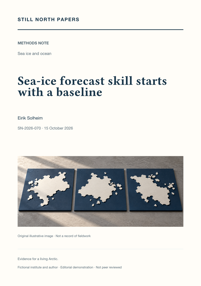 Sea-ice forecast skill starts with a baseline: Still North Papers cover