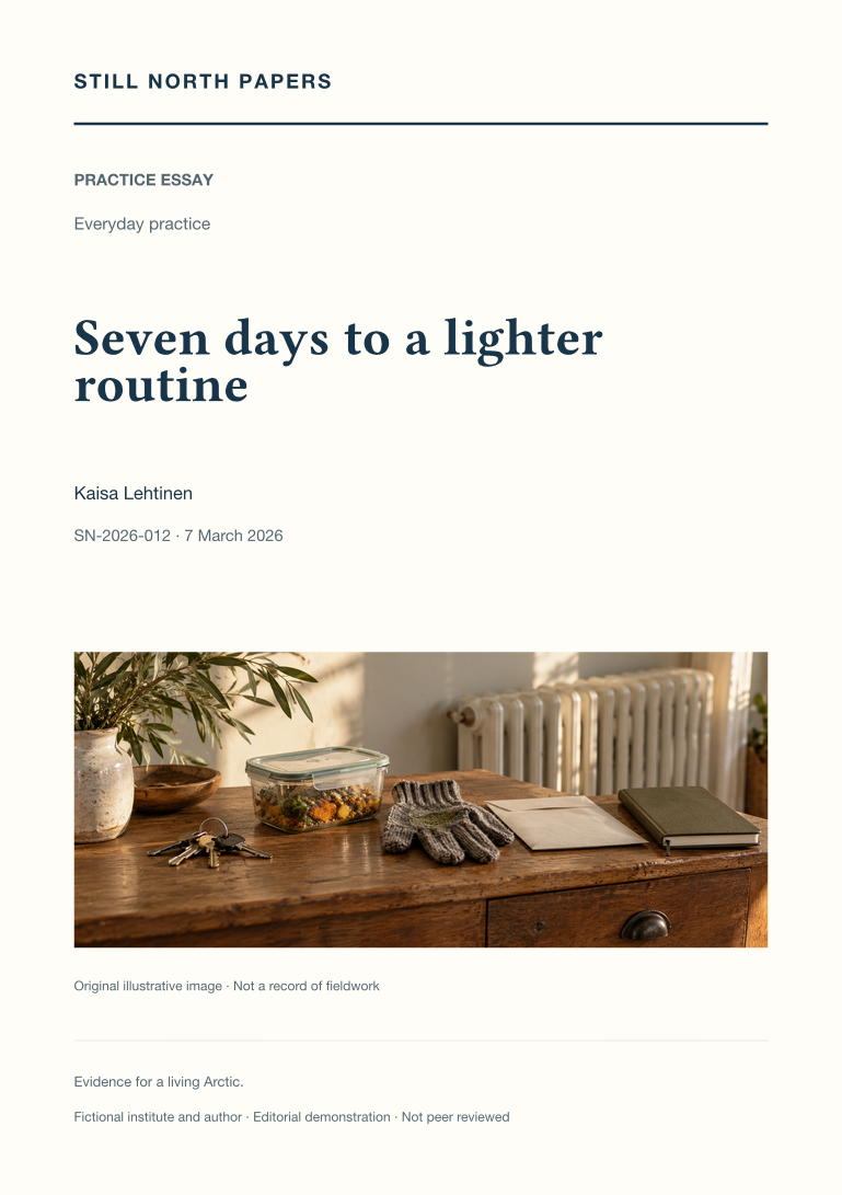 Seven days to a lighter routine: Still North Papers cover