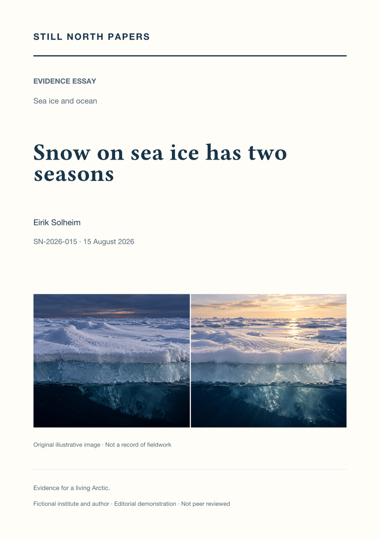 Snow on sea ice has two seasons: Still North Papers cover