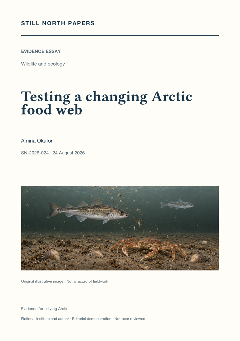 Testing a changing Arctic food web: Still North Papers cover