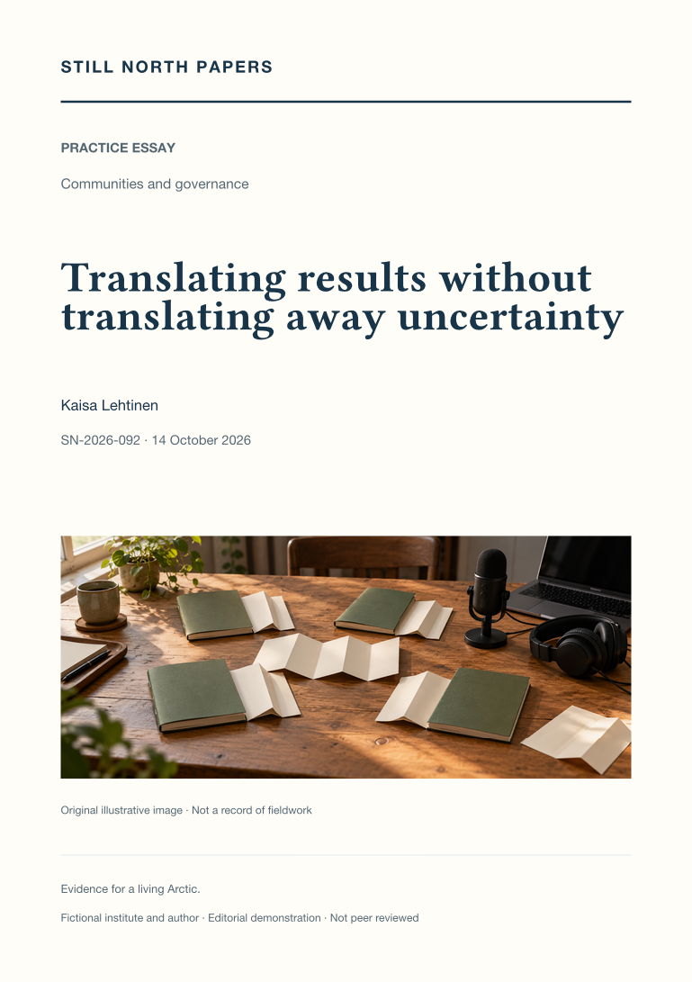 Translating results without translating away uncertainty: Still North Papers cover