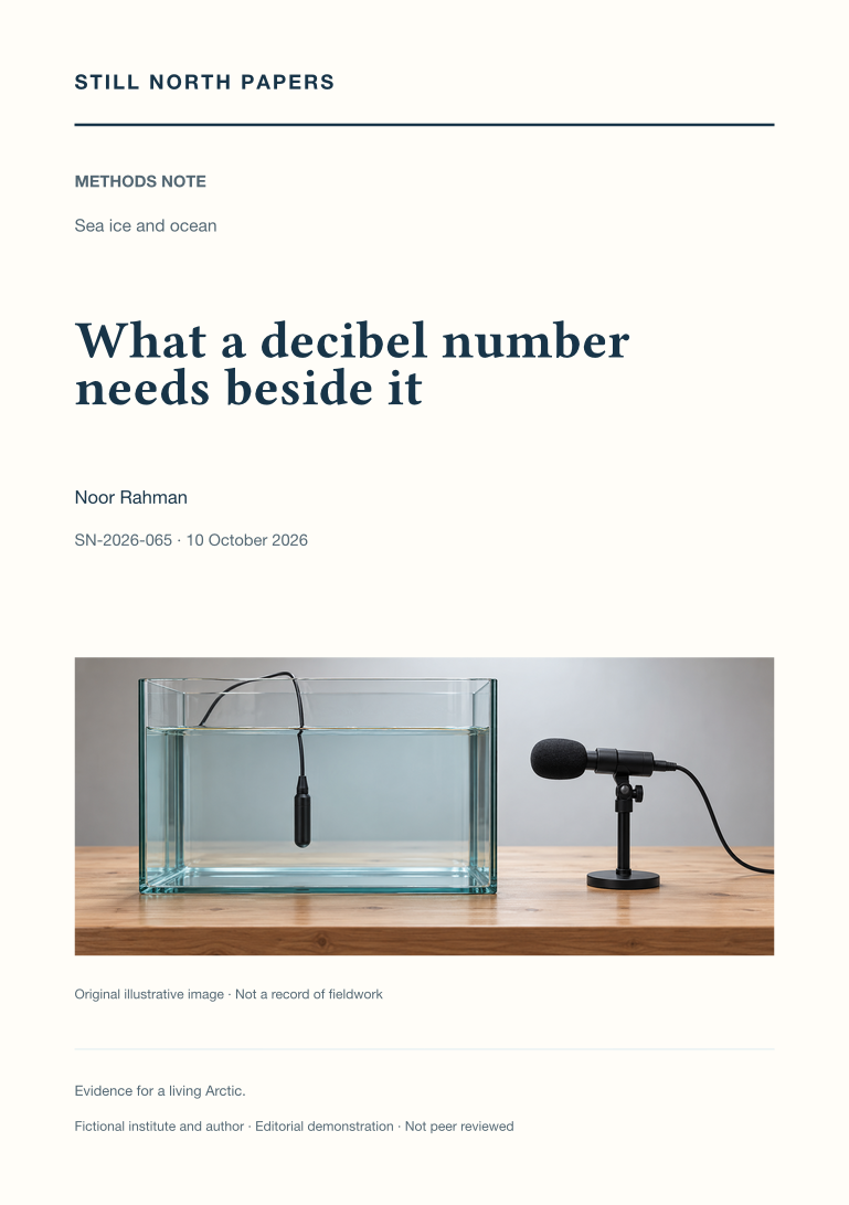 What a decibel number needs beside it: Still North Papers cover