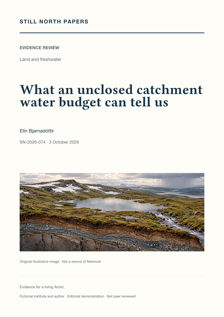 What an unclosed catchment water budget can tell us: Still North Papers cover