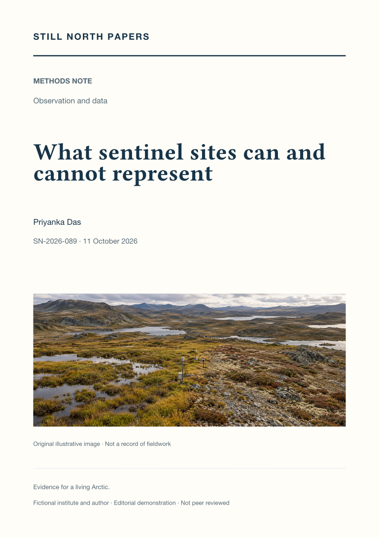 What sentinel sites can and cannot represent: Still North Papers cover