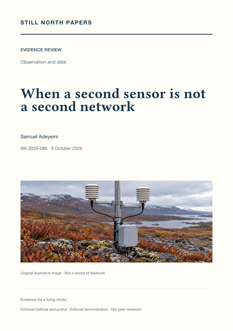 When a second sensor is not a second network: Still North Papers cover