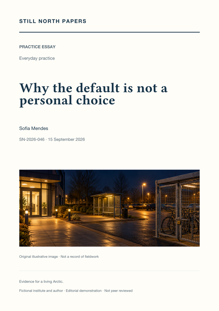 Why the default is not a personal choice: Still North Papers cover